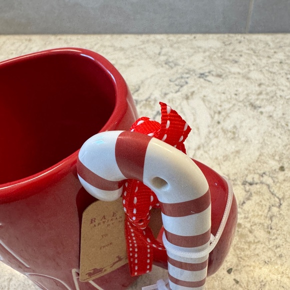 NWT Rae Dunn "Hot Cocoa " Christmas mug red ceramic with candy cane spoon - Picture 6 of 10